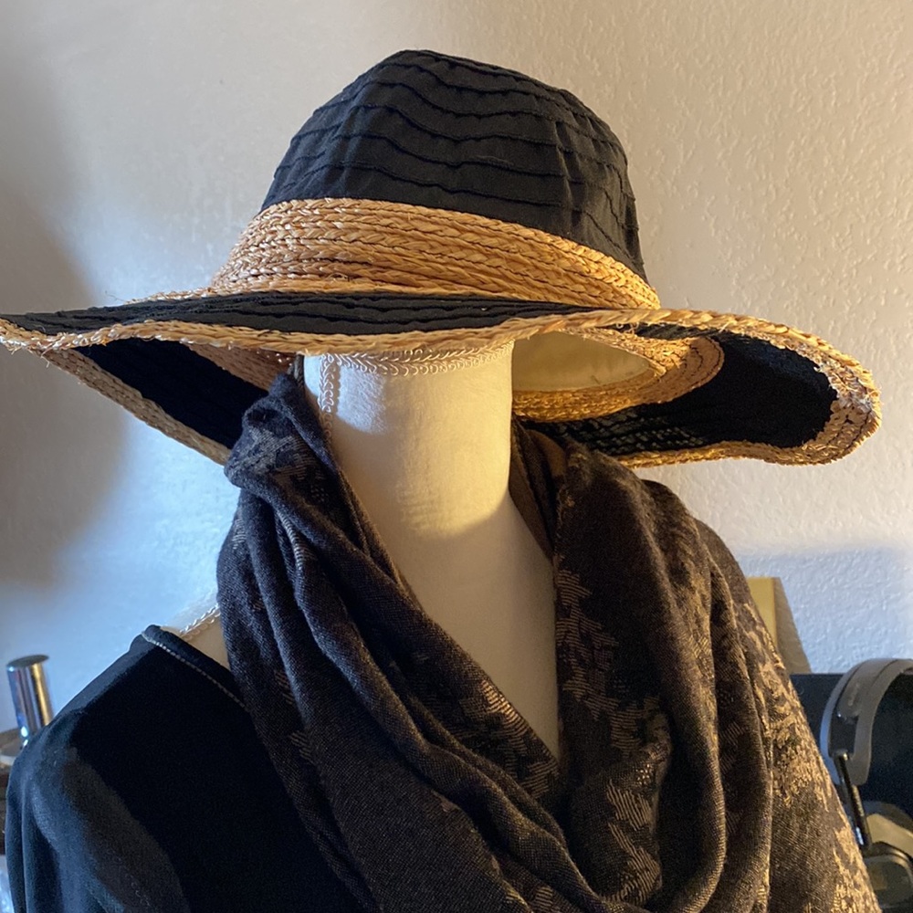 Black & Raffia Sun Hat